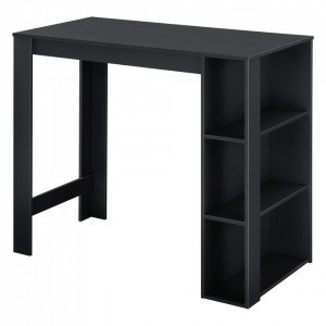 Masa bar Danderyd S, 120 x 60 x 105,5 cm, PAL melaminat, negru, cu trei rafturi - P73294018