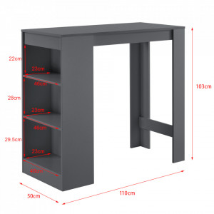 Masa-Bar elegant cu rafturi pentru bauturi Bristol, 110 x 50 x 103 cm, PAL, gri inchis - P66800605 - Img 3
