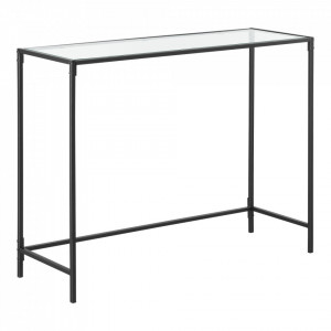 Masa consola, 100 x 35 x 80 cm, otel/sticla negru - P73684473 - Img 2