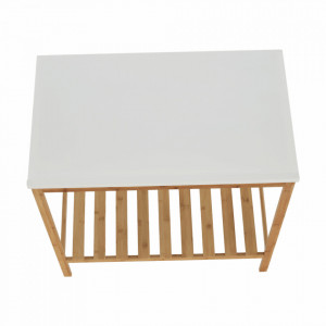 Masă cu raft, natural și alb, 82x80x49 cm - TP271361 - Img 4