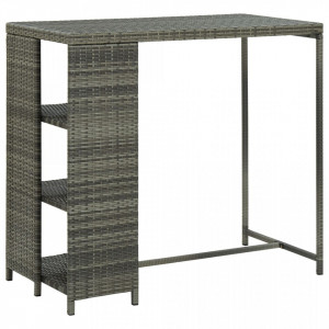 Masă de bar cu raft de depozitare, gri 120x60x110 cm, poliratan - V313477V - Img 2