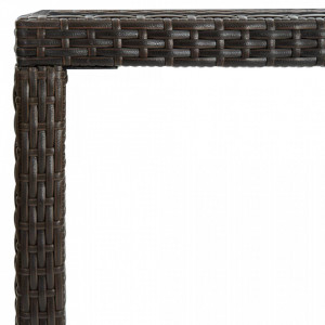 Masă de bar de grădină, maro, 130x60x110cm, poliratan și sticlă - V313460V - Img 4
