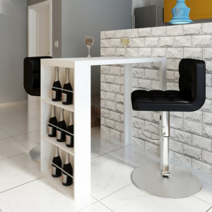 Masa de bar din MDF, cu suport pentru sticle de vin, alb lucios - V240820V