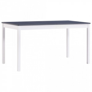 Masa de bucatarie, alb si gri, 140 x 70 x 73 cm, lemn de pin - V283400V - Img 1
