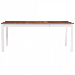 Masa de bucatarie, alb si maro, 180 x 90 x 73 cm, lemn de pin - V283408V - Img 3