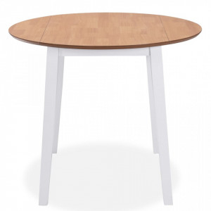 Masa de bucatarie extensibila, rotund, MDF, alb - V245370V - Img 2