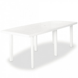 Masa de gradina, alb, 210 x 96 x 72 cm, plastic - V43595V