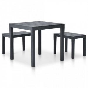Masa de gradina cu 2 banci, antracit, plastic - V48778V - Img 2