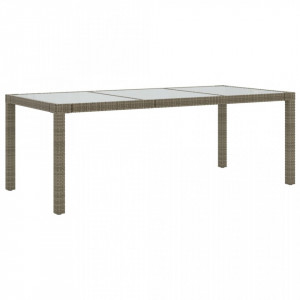 Masă de grădină, gri, 190x90x75 cm, sticlă securizată/poliratan - V316714V