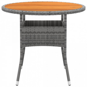 Masă de grădină, gri, Ø80x75cm, lemn de acacia/poliratan - V310609V