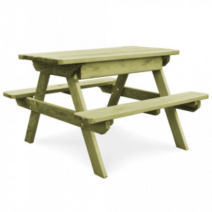 Masa de picnic cu banci, 90 x 90 x 58 cm, lemn de pin tratat - V45148V
