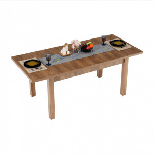 Masă extensibilă pentru dining,culoarea stejar închis, 160-203x90 cm - TP86191 - Img 16