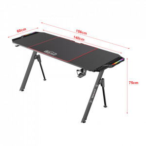 Masa gaming, 156 x 60 x 75 cm, negru cu iluminat LED - P79660583 - Img 3