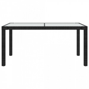 Masă grădină, negru, 150x90x75 cm sticlă securizată & poliratan - V316705V - Img 3