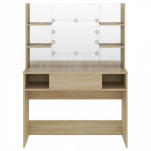 Masă machiaj cu lumini LED, stejar, 100x40x135 cm , MDF - V331545V - Img 3