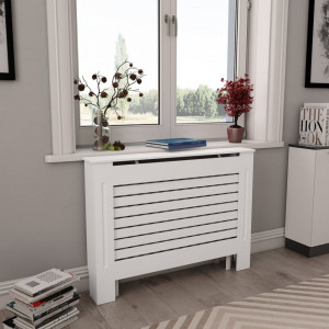 Masca pentru calorifer, alb, 112x19x81,5 cm, MDF - V284320V - Img 1