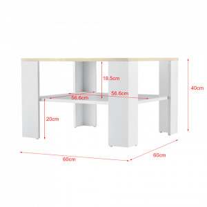 Masuta cafea Amelia, 60 x 60 x 40 cm, PAL, alb-efect lemn stejar - P66779283 - Img 3