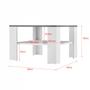 Masuta cafea Amelia, 60 x 60 x 40 cm, PAL, alb-gri inchis - P66779281 - Img 3