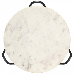 Masuta de cafea alb 40x40x40 cm piatra naturala aspect marmura - V286443V - Img 2