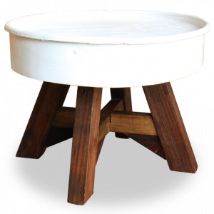 Masuta de cafea, alb, 60 x 45 cm, lemn masiv reciclat - V244820V - Img 1