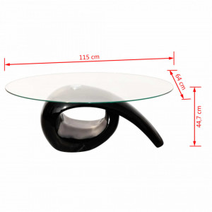 Masuta de cafea cu blat oval din sticla, negru lucios - V240432V - Img 4