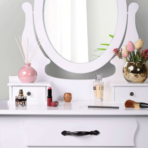 Măsuţă de toaletă cu scaun, alb, 72 cm - TP228273 - Img 3