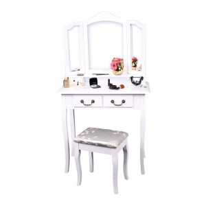 Măsuţă de toaletă cu scaun, alb, 80 cm - TP228277 - Img 1