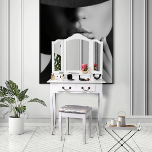 Măsuţă de toaletă cu scaun, alb, 80 cm - TP228277 - Img 19