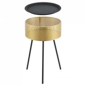 Masuta living cu spatiu depozitare si blat detasabil, 65 x 40 cm, negru/auriu - P77991594 - Img 4