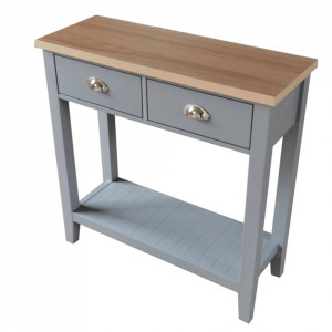 Măsuţă, masă tip consolă nuc și gri 80x30x80 cm - TP280949 - Img 3