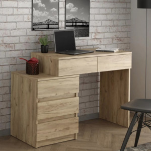 MBBIAR2 - Birou 113 cm, Stanga/Dreapta, masa de calculator cu 5 sertare, office - Stejar - Img 1