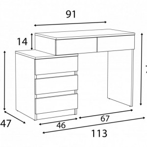 MBBIS2 - Birou 113 cm, Stanga/Dreapta, masa de calculator cu 5 sertare, office - Sonoma - Img 2