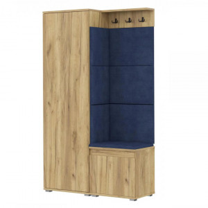 MBCUIAR5 - Set Cuier hol, 104x37x177 cm - 3 agatatori haine, hol, pantofar - Culoarea Stejar cu tapiterie Albastra /Gri / Verde - Img 4