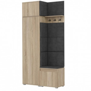 MBCUIS8 - Set Cuier hol, 104x37x214 cm - 3 agatatori haine, hol, pantofar - Sonoma cu Tapiterie Gri /Verde / Albastra - Img 5