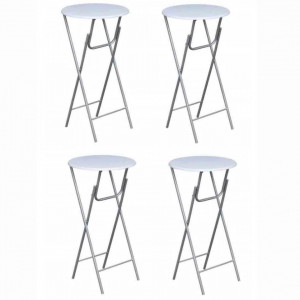 Mese de bar, 4 buc., cu blat din MDF, alb - V60650V