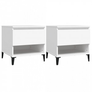 Mese laterale, 2 buc., alb, 50x46x50 cm, lemn compozit - V819549V
