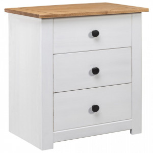 Noptiera, alb, 46 x 40 x 57 cm, lemn de pin, gama Panama - V282654V