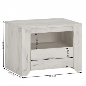 Noptieră cu 1 sertar, alb craft, 49x37,6x40 cm - TP109404 - Img 10
