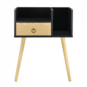 Noptiera cu sertar Dodo, 64 x 50 x 36 cm, PAL, negru/efect lemn - P66773889 - Img 3