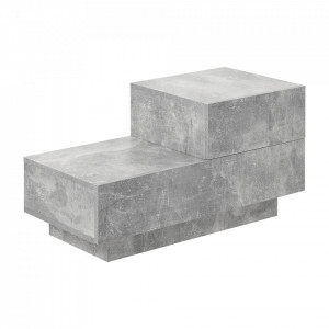 Noptiera cu sertar mic pe partea dreapta, efect beton - P71488106 - Img 2