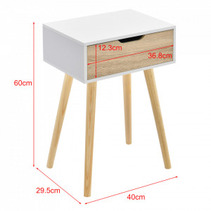 Noptiera Ostersund, 60 x 40 x 29,5 cm, PAL/PVC, alb/stejar, cu 1 sertar - P73606252 - Img 2