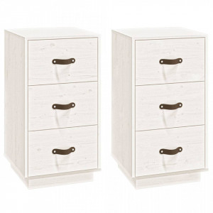 Noptiere, 2 buc., alb, 40x40x75 cm, lemn masiv de pin - V818338V - Img 1