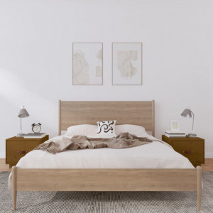 Noptiere, 2 buc, maro miere, 40x34x35 cm, lemn masiv de pin - V818292V - Img 2