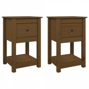 Noptiere, 2 buc, maro miere, 40x35x61,5 cm, lemn masiv de pin - V821736V