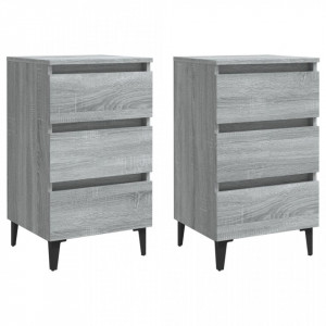 Noptiere cu picioare metalice 2 buc. gri sonoma, 40x35x69 cm - V813143V - Img 1