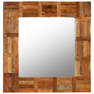 Oglinda de perete, lemn masiv reciclat, 60 x 60 cm - V246417V - Img 3