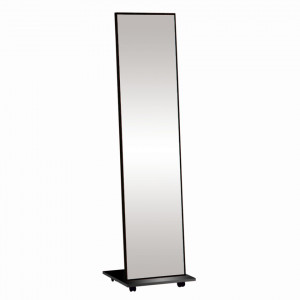 Oglindă de podea cu roţi, neagră, 40x168 cm - TP256733