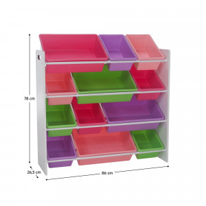 Organizator / raft pentru jucării, alb și multicolor - TP299191 - Img 12