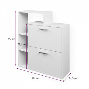 OSPAN3 - Pantofar 80 cm pentru Hol, depozitare pantofi, 2 sertare - Alb - Img 5