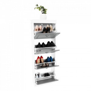 Pantofar, 4 compartimente, alb şi gri, 53x152x24 cm - TP289140 - Img 10